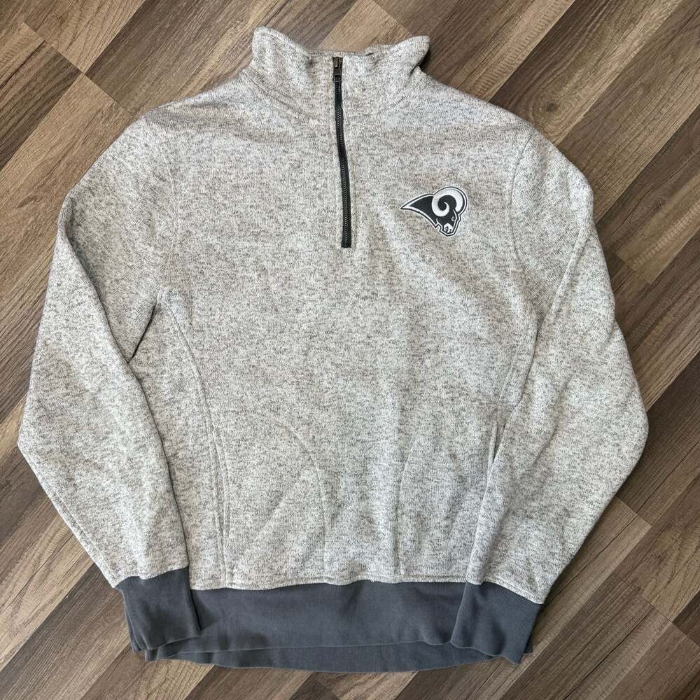 OTS Los Angeles Rams 1/4 Zip Pullover Sweatshirt Gray Men's Large